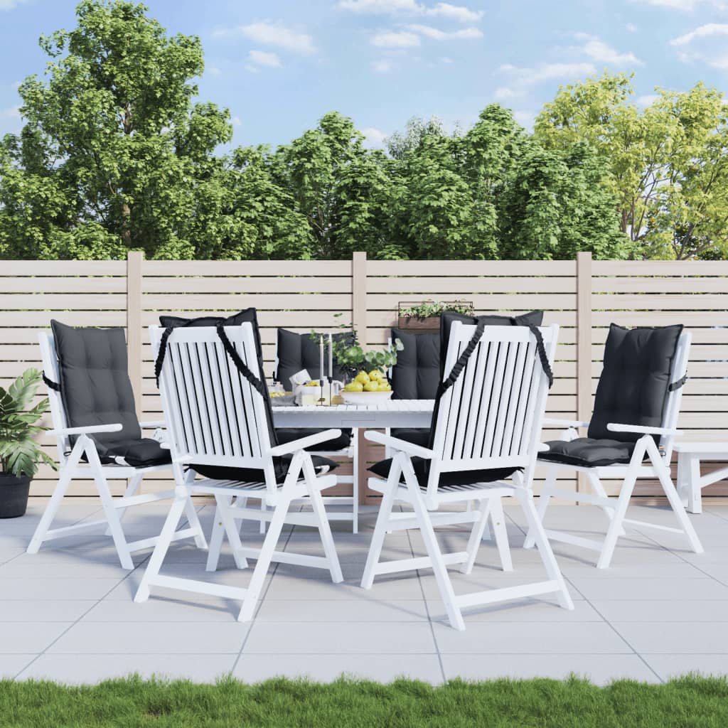 kõrge seljatoega toolipadjad 6 tk, antratsiithall, kangas