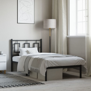 metallist voodiraam peatsiga, must, 90 x 190 cm