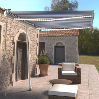 Выдвижной маркиз с ручным управлением, LED, 300x250, синий и белый