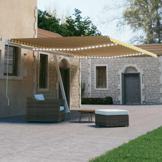 Автоматический навес с LED подсветкой и датчиком ветра 600x300 см, желто-белый