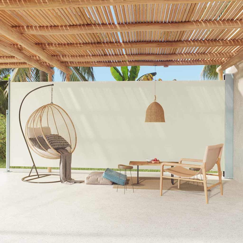 Выдвижная боковая стенка для террасы, 220 x 600 см, кремовая