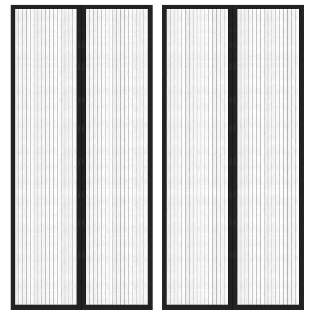 putukakaitse uksekardinad 2 tk, magnetplokkidega must 210x90 cm