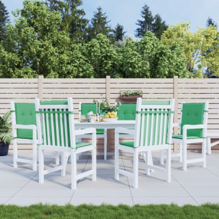 Подушки на стулья с низкой спинкой 6 шт, зеленые, 100x50x3 см, ткань