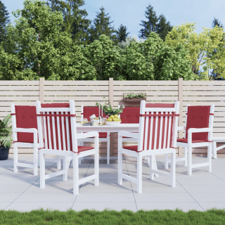 Комплект подушек на стулья с низкой спинкой, 6 шт, красные, 100x50x3 см, ткань