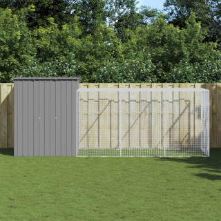 Курятник с выгулом, светло-серый, 165x455x181 см, оцинкованная сталь