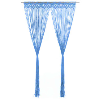 makrameekardin, sinine 140 x 240 cm puuvill