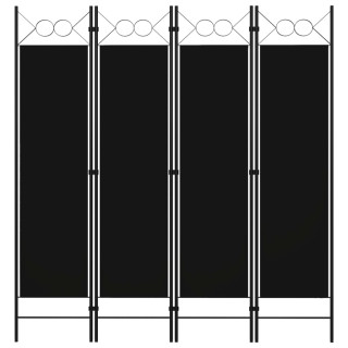4 paneeliga ruumijagaja, must, 160 x 180 cm