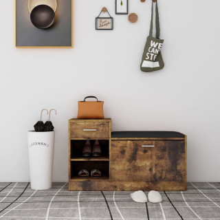 Банкетка для обуви, дымчатый дуб, 94,5 x 31 x 57 см, искусственное дерево