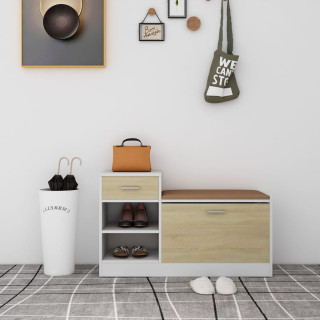 jalatsipink, valge ja Sonoma tamm, 94,5x31x57 cm, tehispuit