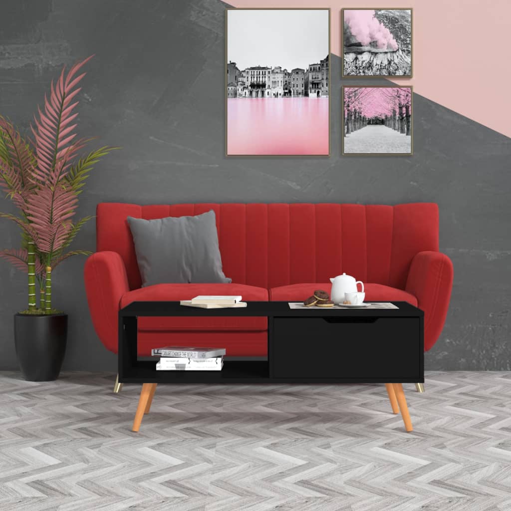 Журнальный столик, черный, 100 x 49,5 x 31 см, искусственное дерево