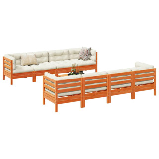 9-osaline aiadiivani komplekt patjadega, vahapruun, männipuit