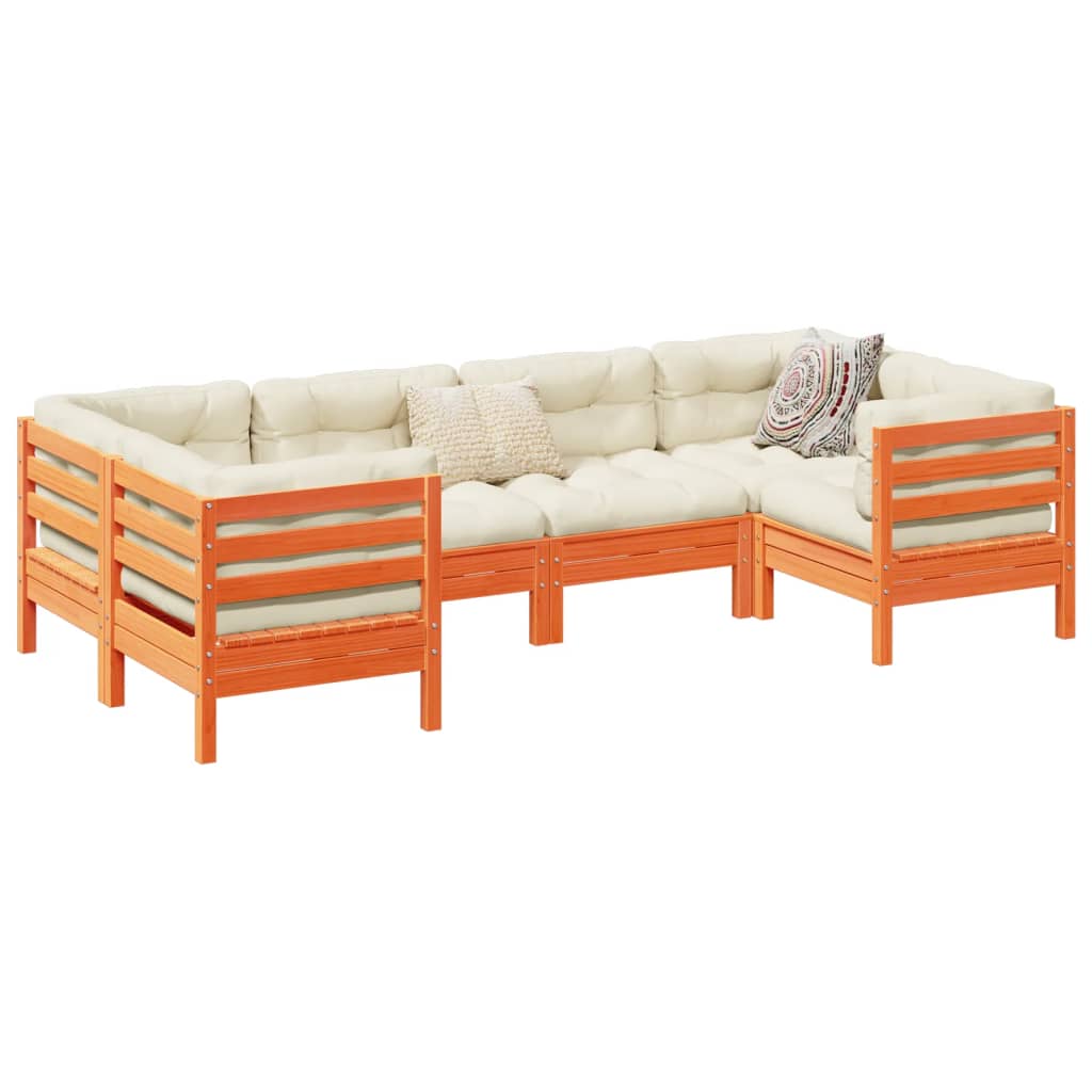 6-osaline aiadiivani komplekt patjadega, vahapruun, männipuit