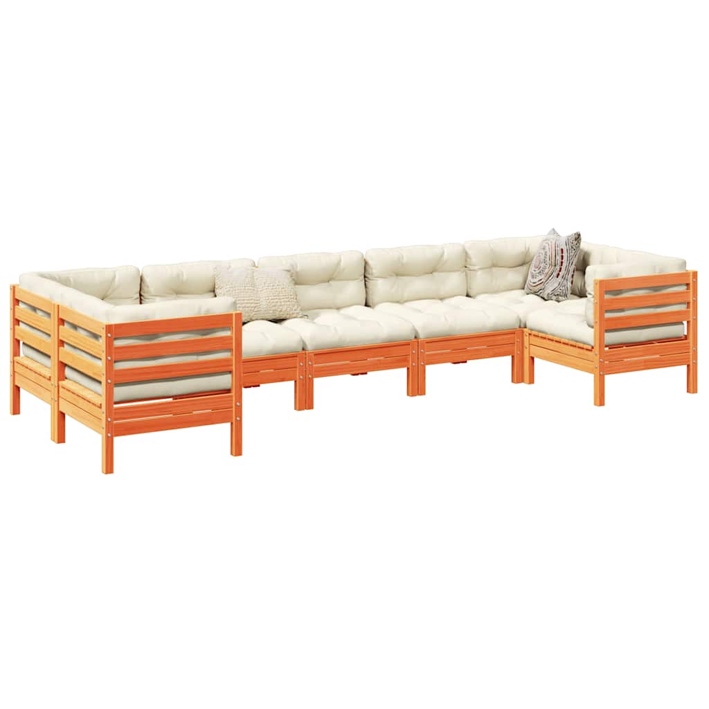 7-osaline aiadiivani komplekt patjadega, vahapruun, männipuit