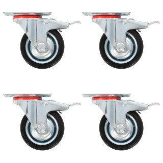 pöörlev ratas topeltpiduritega 4 tk 75 mm