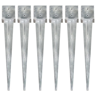 колья для крепления к земле 6 шт. серебряные 14 x 14 x 91 см оцинкованная сталь