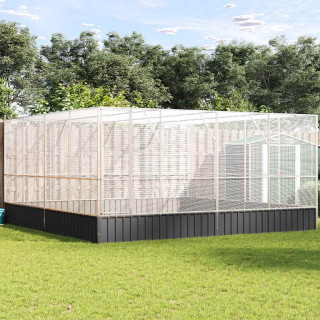 Вольер для птиц, серебристый, 418 x 414 x 212 см, сталь