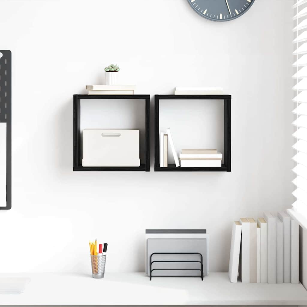 Seina Riiulid 2 pcs Must tamm 26 x 15 x 26 cm Tehispuit