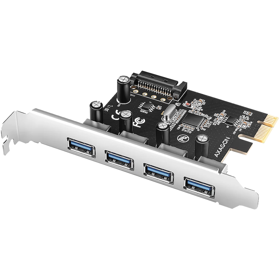 AXAGON PCEU-430RS - PCI-e карта с 4 портами USB 3.0 (5 Гбит/с), питание SATA