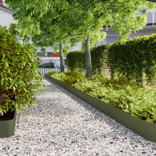 Бордюр для газона 10 шт. оливково-зеленый 20x103 см холоднокатаная сталь