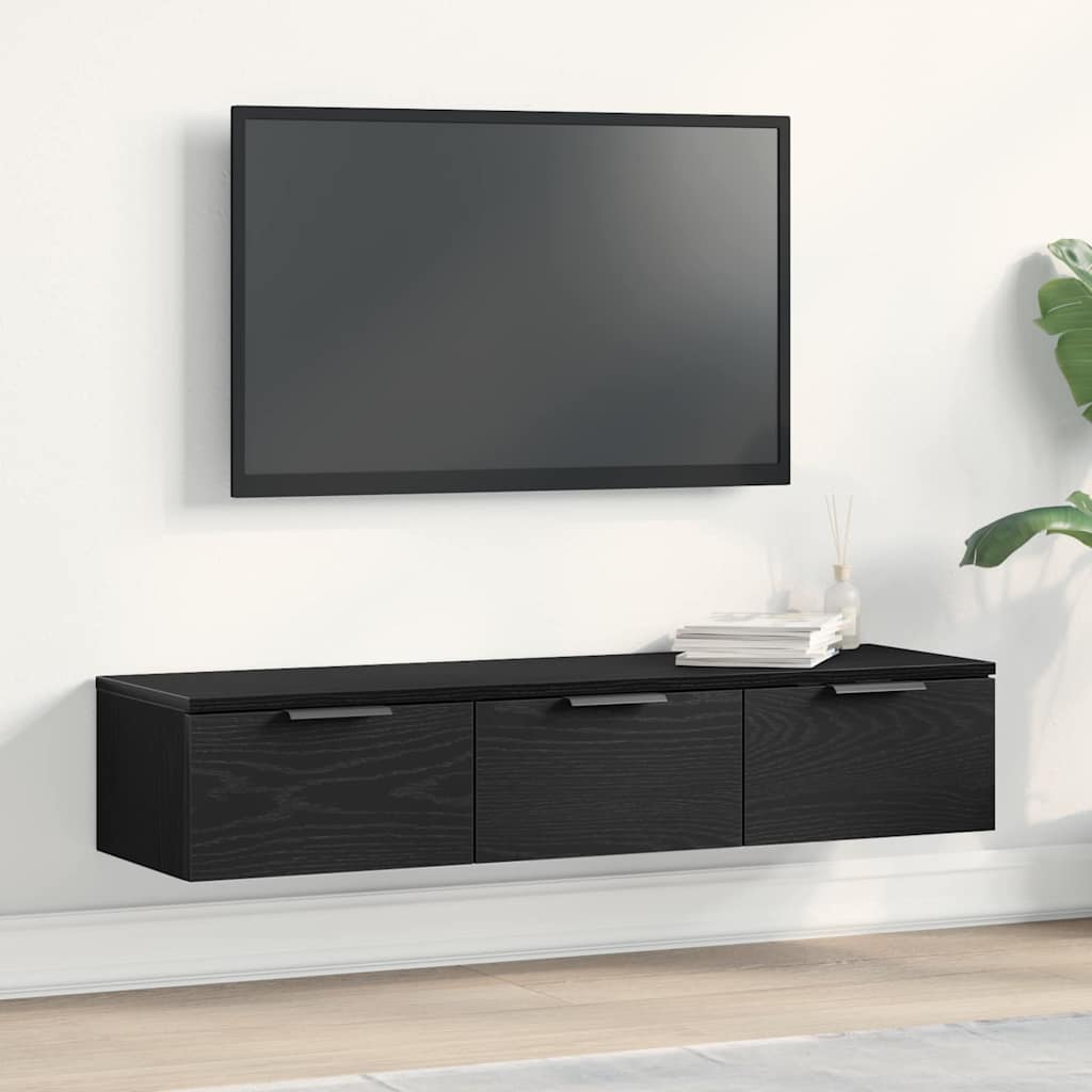 Настенный шкаф из искусственной древесины, черный дуб, 102x30x20 см