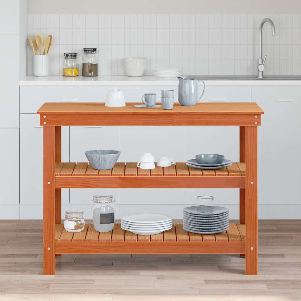 Töölaud riiuliga Vahapruun 110.5 x 50 x 80 cm Männipuit