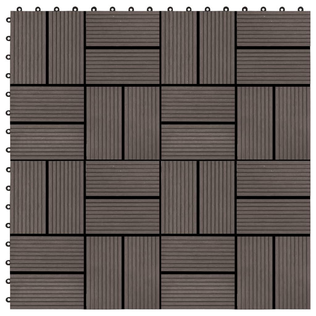 terrassiplaadid 22 tk, 30 x 30 cm, 2 m², WPC, tumepruun