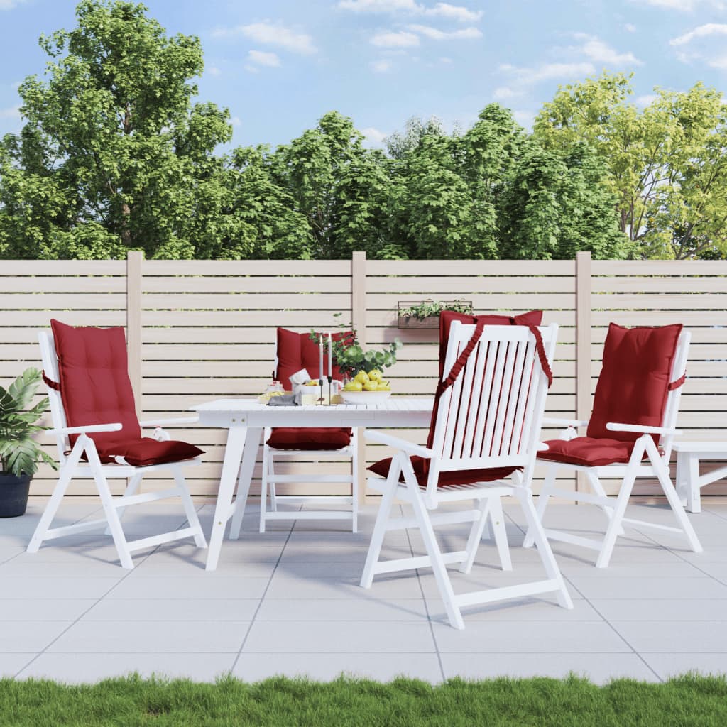 kõrge seljatoega toolipadjad 4 tk, veinipunane, oxford kangas