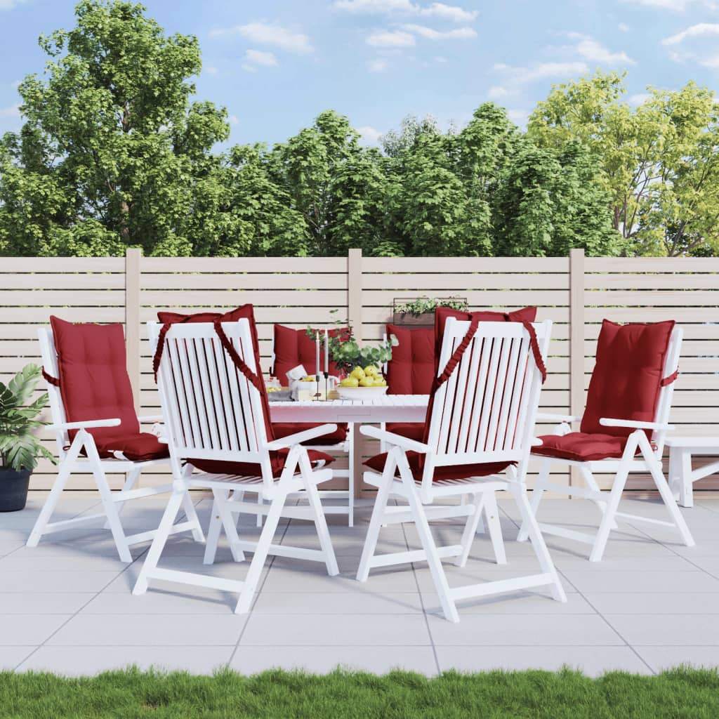 kõrge seljatoega toolipadjad 6 tk, veinipunane, oxford kangas