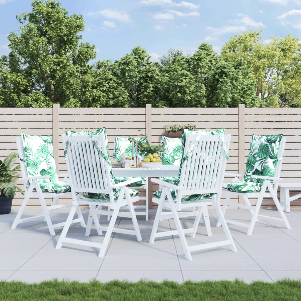 kõrge seljatoega toolipadjad 6 tk, lehemuster, oxford kangas