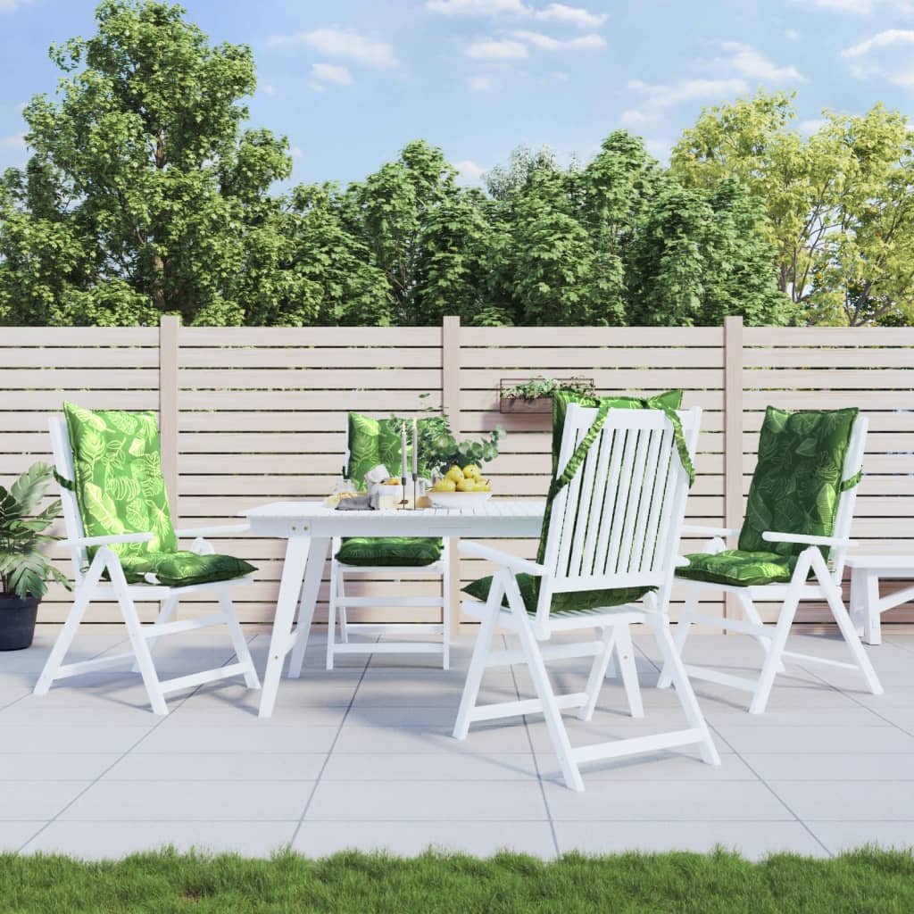 kõrge seljatoega toolipadjad 4 tk, lehemuster, oxford kangas