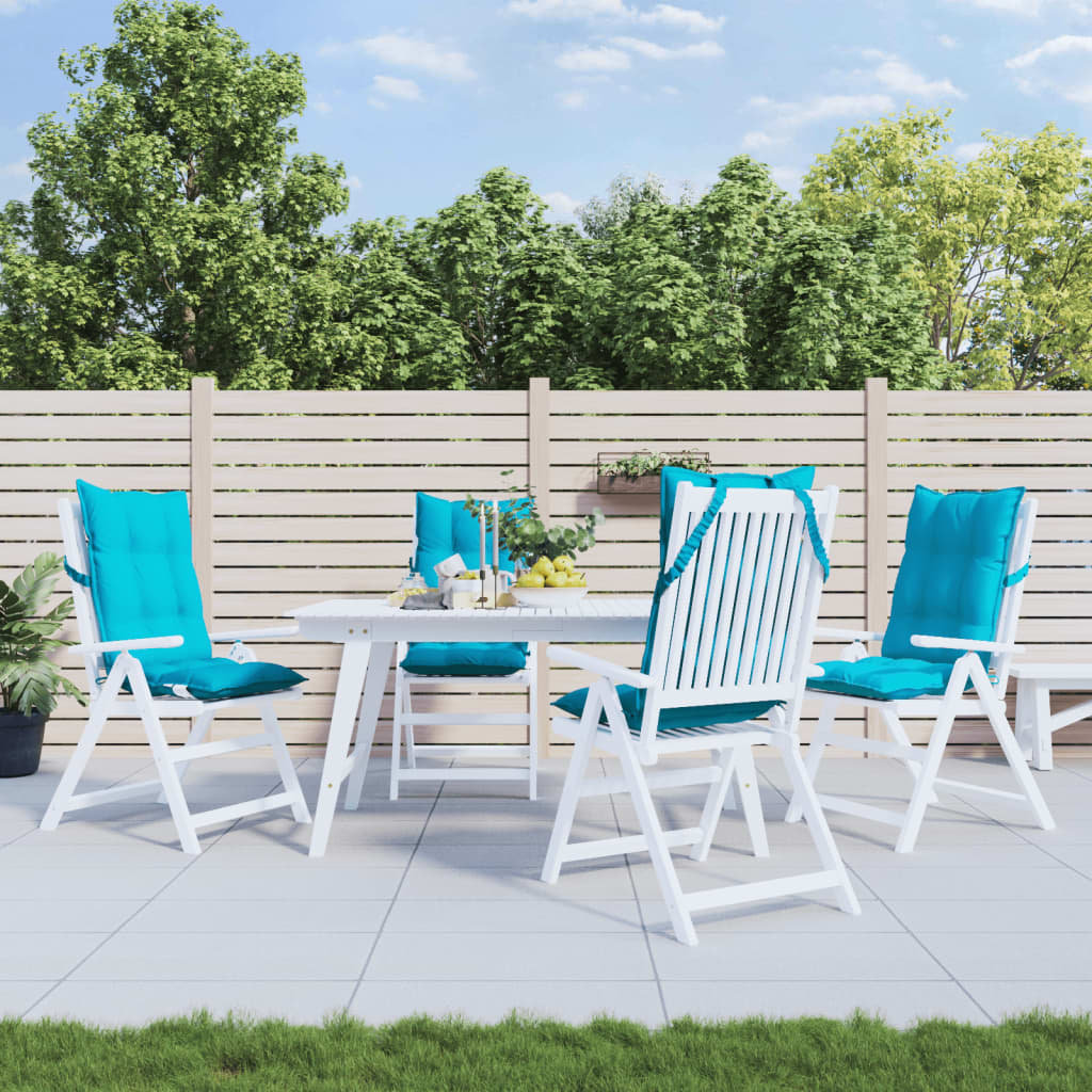 kõrge seljatoega toolipadjad 4 tk, türkiissinine, oxford kangas