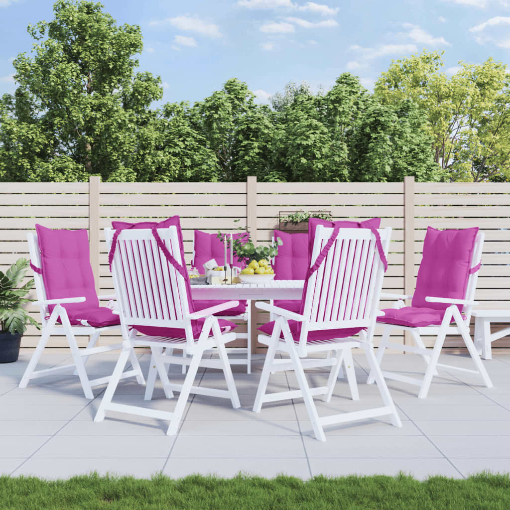 Подушки на стулья с высокой спинкой 6 шт, розовые, ткань Оксфорд