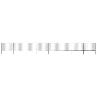 Изогнутый торцевой забор, стальной, 13,6 x 1,2 м, черный