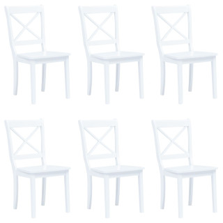Обеденные стулья 6 шт, белые, из прочного каучукового дерева
