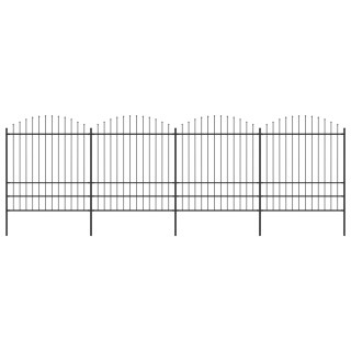 забор с шипами, стальной, (1,75–2) x 6,8 м, черный