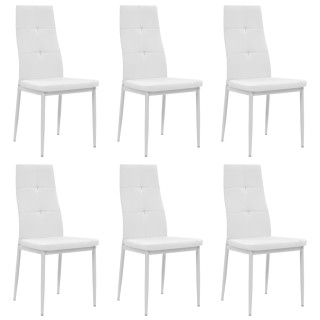 Обеденные стулья 6 шт, белые, искусственная кожа
