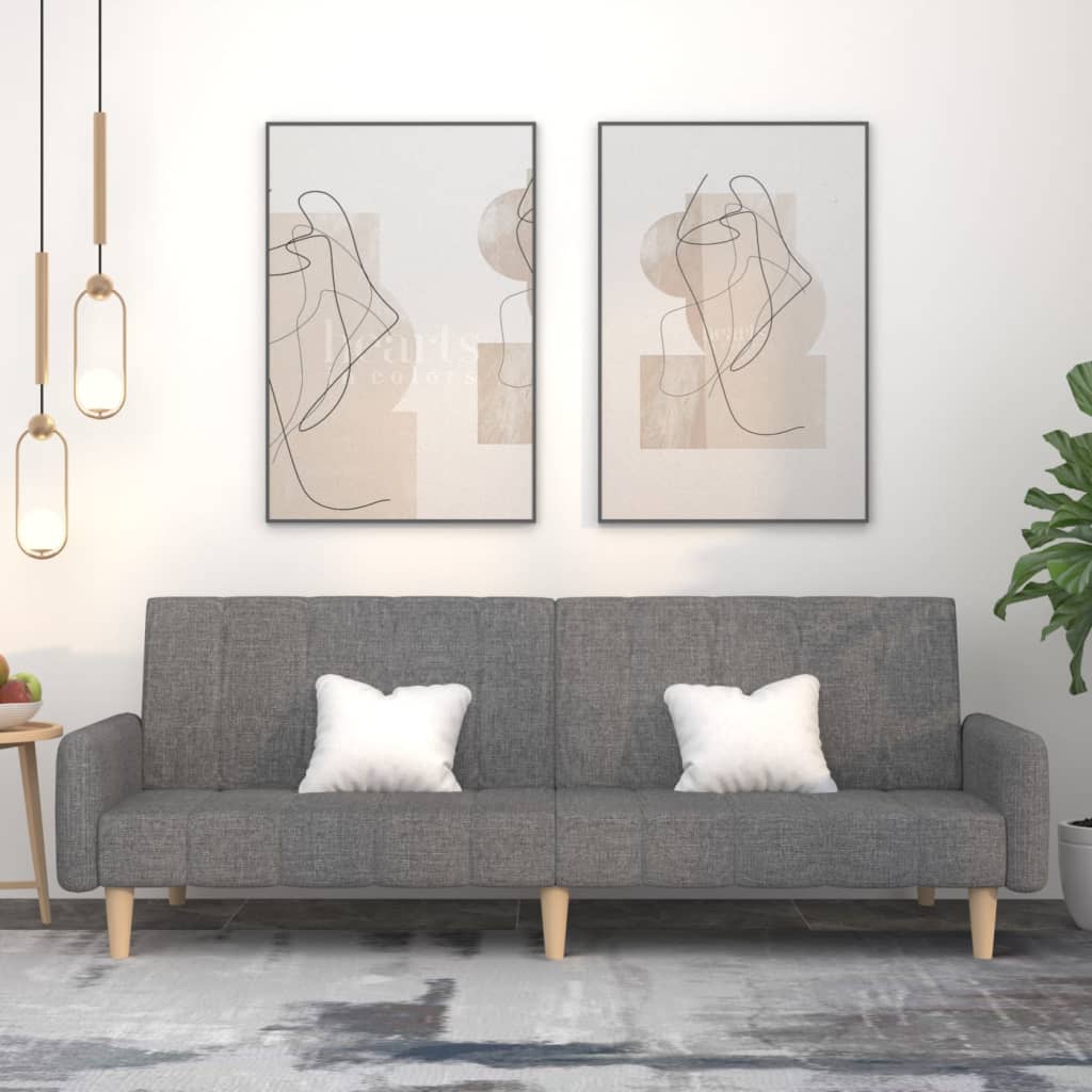 Двухместный диван-кровать, светло-серый, ткань