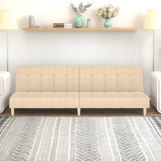 Двухместный диван-кровать, кремовый, тканевый