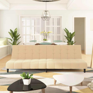 Двухместный диван-кровать, кремовый, бархат