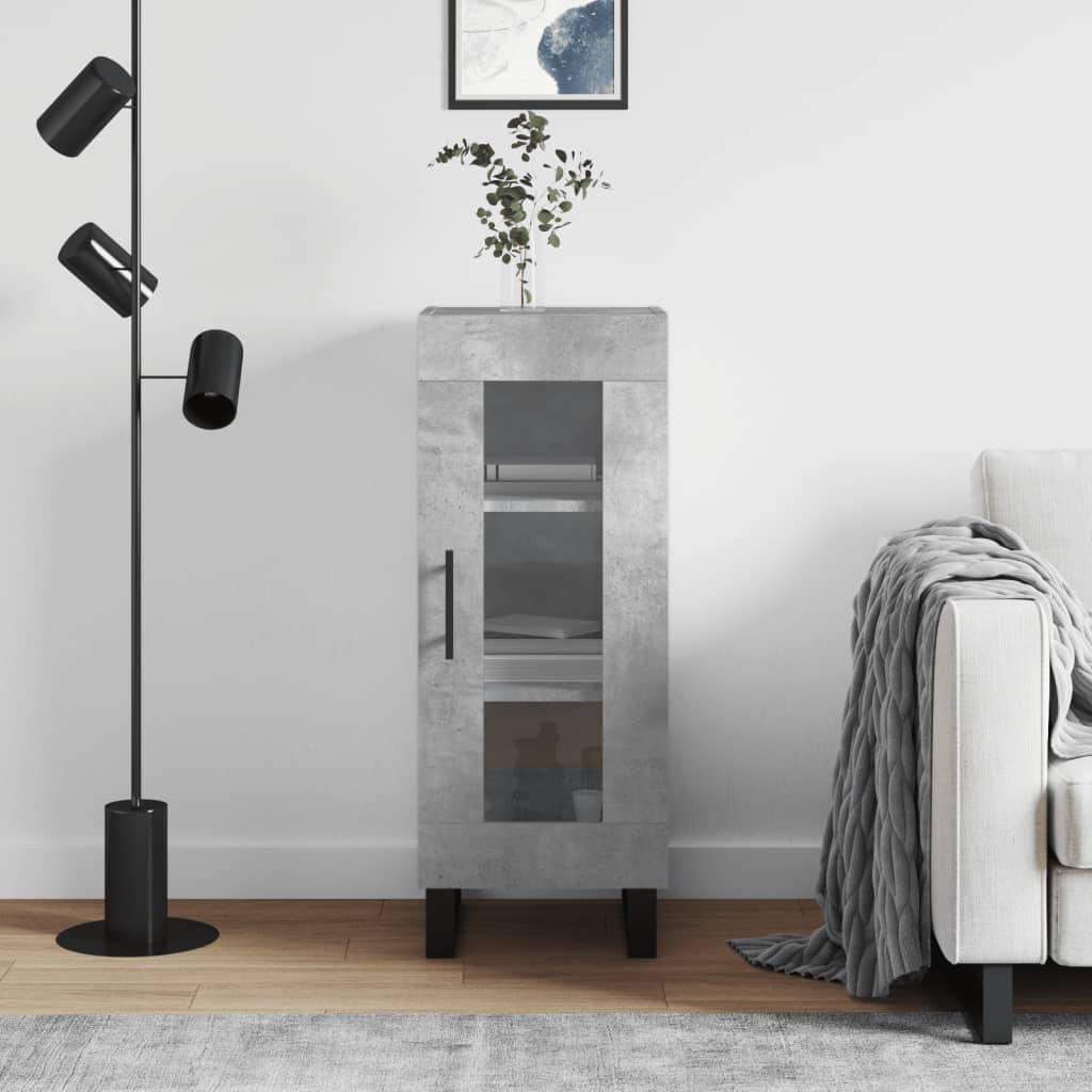 Буфет, бетонно-серый, 34,5 x 34 x 90 см, искусственное дерево