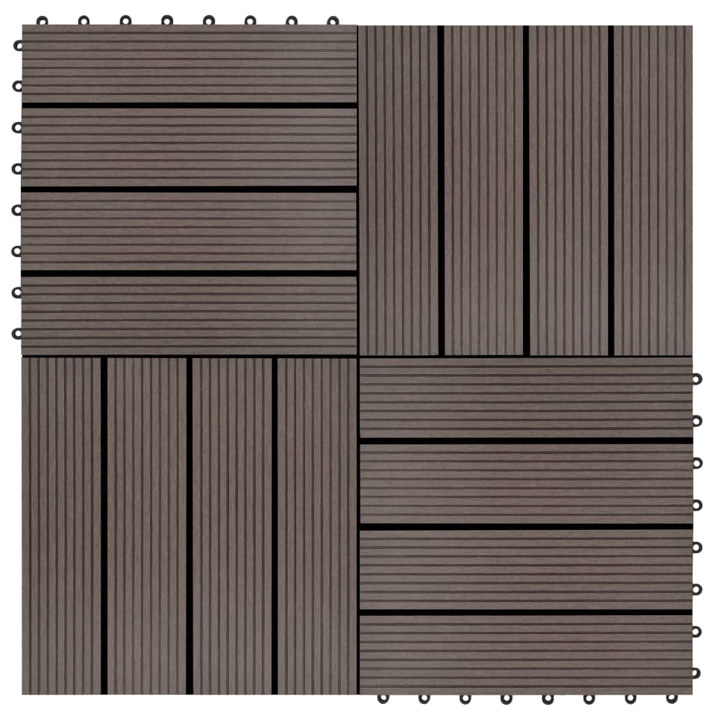 terrassiplaadid 22 tk, 30 x 30 cm, 2 m², WPC, tumepruun
