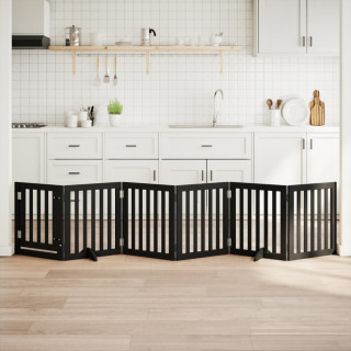 kokkupandav koeravärav uksega, 6 paneeli, must 300 cm, pappel