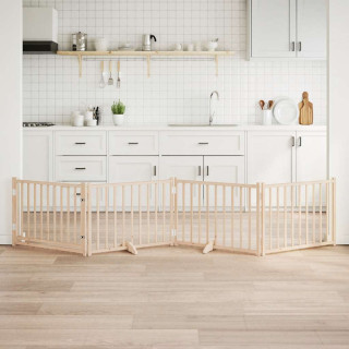 kokkupandav koeravärav uksega, 4 paneeli, 320 cm, nulupuit