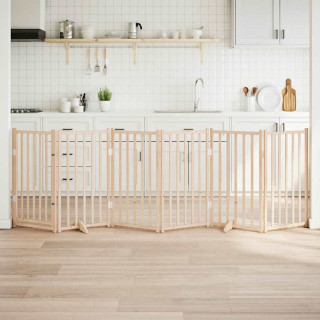 koeravärav uksega, kokkupandav, 6 paneeli, 300 cm, täispuidust, kuusk