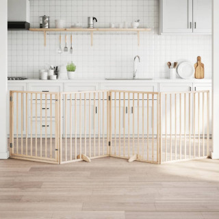 kokkupandav koeravärav uksega, 4 paneeli, 320 cm, paplipuit