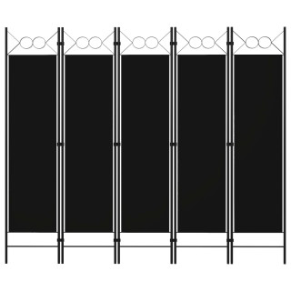 5 paneeliga ruumijagaja, must, 200 x 180 cm