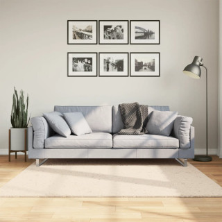 ковер HUARTE, короткая бахрома, моющийся, бежевый, 160 x 160 см