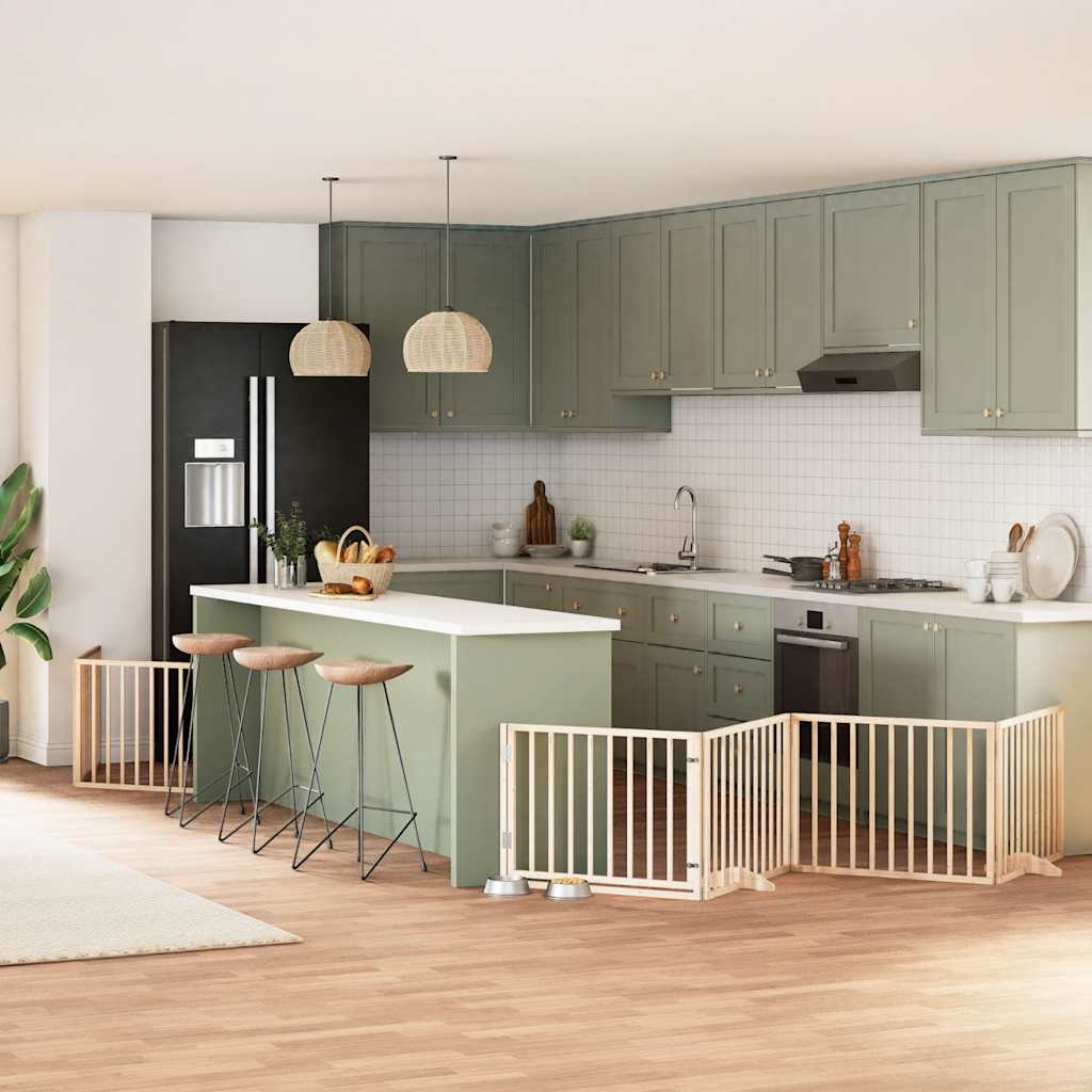 kokkupandav koeravärav uksega, 12 paneeli, 960 cm, paplipuit