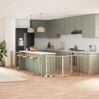 Складная калитка для собак с дверью, 12 панелей, 960 см, тополь