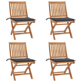 Складные садовые стулья с подушками, 4 шт., тик